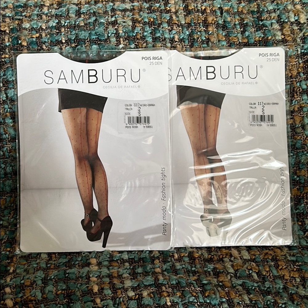 Black/Red Back-Seamed Pantyhose / Stockings